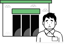 暗い雰囲気の拠点と施術者のイラスト